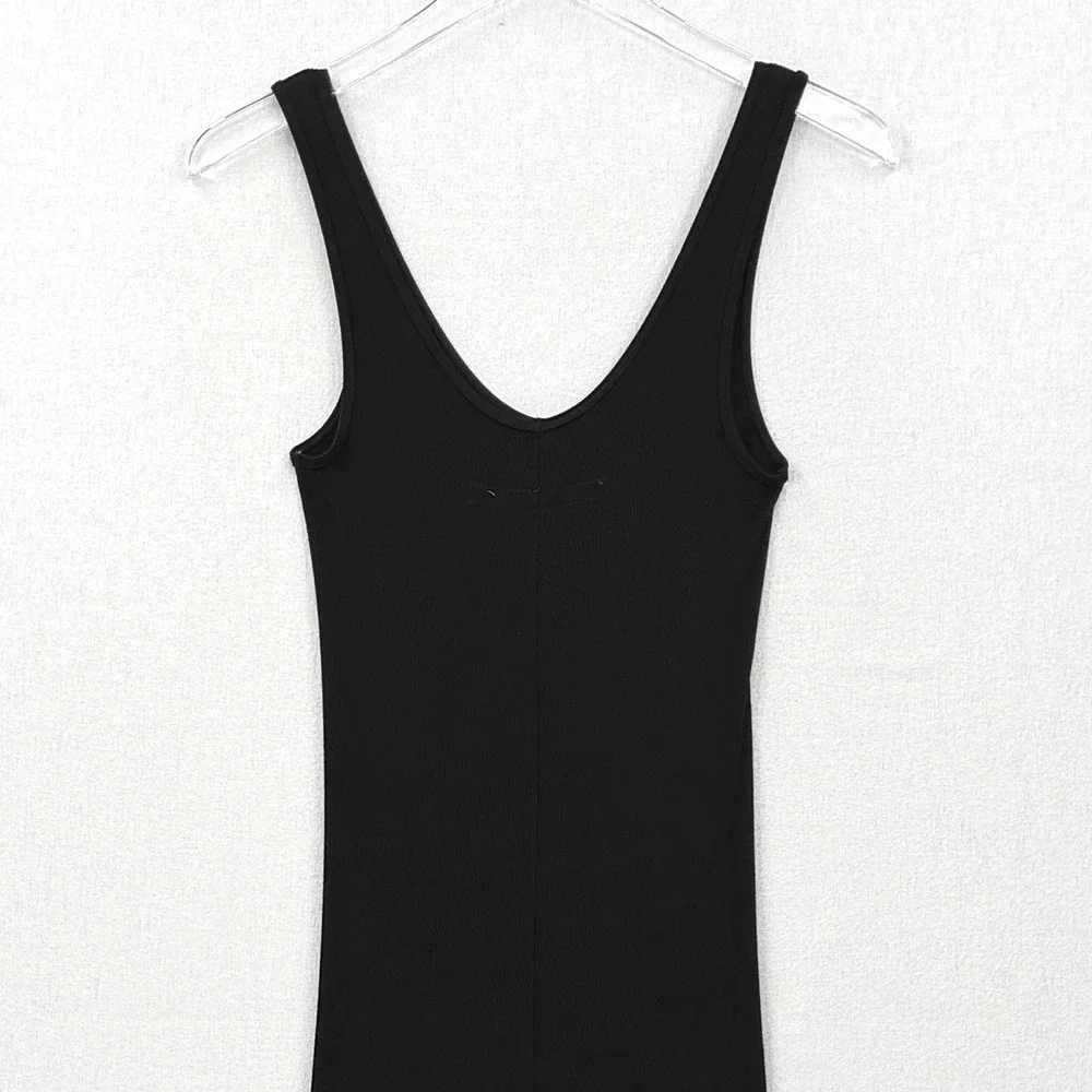 ENZA COSTA Silk Knit Midi Tank Dress Womens Small Black Quiet Luxury Minimal NEW - Picture 9 of 14